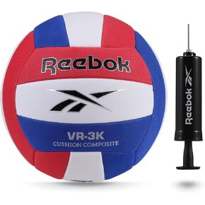 Reebok Recreational Volleyball, Official Size, Performance Composite Ball, Ultra Soft Feel, Includes Pump & Needle, VR-3K Series