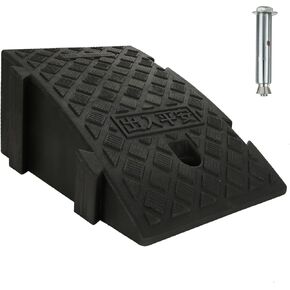 LOEQIAN Rubber Curb Ramp 6.3" Rise Height Heavy Duty Driveway Curb Ramps, Threshold Ramp for Forklifts, Trucks, Buses, Cars, Wheelchairs, Bikes - 9.8 L x 15.75 W (Black)