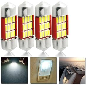 4PCS Boat Navigation Light Bulb,12V 36mm Marine LED Replacement Bulb Festoon LED Bulb for Boat Anchor Light Deck Lights Bow Light Stern Lights Bulb(Cool White)