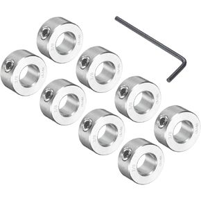 uxcell 8 Pcs Set Screw Shaft Collar 3/8"Bore, 304 Stainless Steel Shaft Collars, 3/4"OD, 3/8"Thickness, Axle Collar Clamp with a Hex Wrench