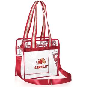 Clear-Bag for Stadium Events 12x12x6 Football Game Day Tote-Bag with Adjustable Strap Zipper ClosureTransparent Bag for Sports Concert Fans Cheerleaders Sport Lovers