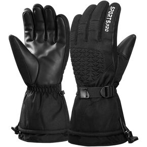Waterproof Ski Gloves for Men Women Youth Cold Weather Snow Gloves Touch Screen Thermal Winter Gloves for Skiing, Snowboarding, Dog Walking, Ice Scraping, Snow Shoveling, Winter Work