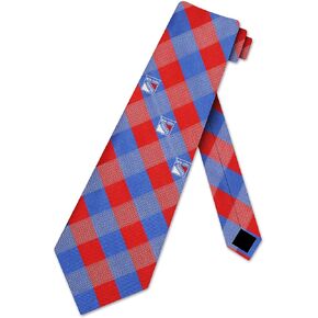 Eagles Wings Rangers Check Polyester Neck Tie New York Hockey Team Ties