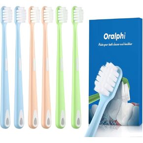 Extra Soft Toothbrush for Sensitive Gums, Wide Head Soft Bristle Toothbrush with 10000 Soft Flossing Micro Nano Bristles for Adults, Pregnant Women, Elderly, Braces with 2 Travel Case(4 Pack)