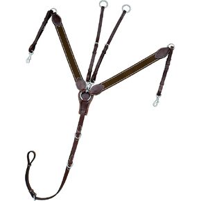 Exion Padded Horse Leather Breastplate with Running Attachment | Brown, Black | English Leather Horse Elastic Breastplate