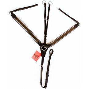 Horse English Padded Leather Riding Tack Stretchable Nylon Brown Breastplate 803880CKF