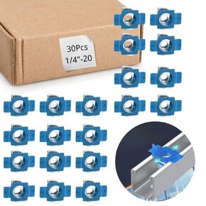 Nylon Channel Squeeze Nut, 1/4"-20 Strut Channel Cone Nuts(30 Pcs), for Solar Panels Mounting, American Channel Support Systems, Easy Positioning.