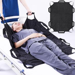50"x40" Positioning Bed Pad with Reinforced Handles Waterproof Washable Draw Sheets for Hospital Bed Patients Moving Pad for Turning Lifting and Transfer Sheet Nylon (Black)