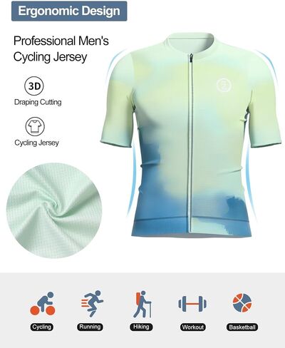 INBIKE Breathable Cycling Jersey Men, Moisture Wicking Full Zipper Short Sleeve with 3 Rear Pockets Quick Dry Reflective in Kuwait