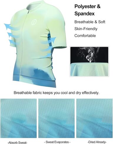 INBIKE Breathable Cycling Jersey Men, Moisture Wicking Full Zipper Short Sleeve with 3 Rear Pockets Quick Dry Reflective in Kuwait