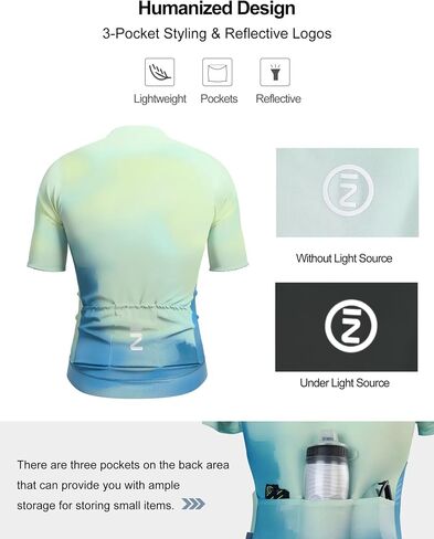 INBIKE Breathable Cycling Jersey Men, Moisture Wicking Full Zipper Short Sleeve with 3 Rear Pockets Quick Dry Reflective in Kuwait
