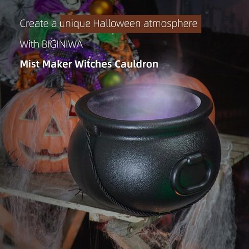 صانع الضباب في مرجل كبير للساحرات لجميع القديسين - آلة ضباب صغيرة USB مع أضواء LED وغطاء سبلاش لخزانات الأسماك والمزهريات وتزيين الصخور in Kuwait