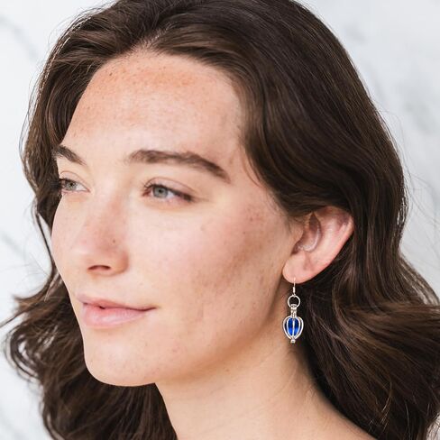 Recycled Antique Pink Depression Glass Drop Earrings in Kuwait