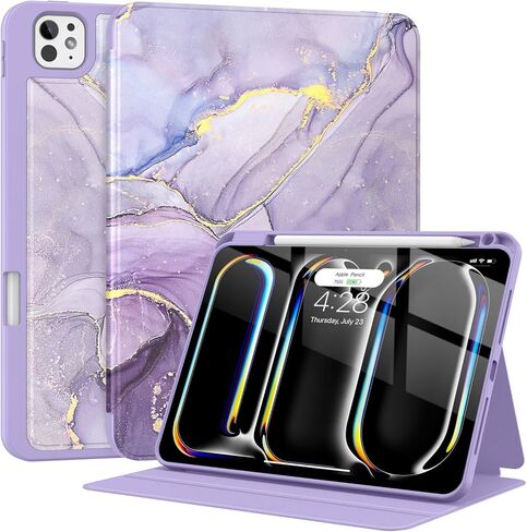 حافظة Supveco لجهاز iPad Pro 11 بوصة (M4) 2024 مع حامل قلم رصاص - [تدعم شحن قلم Apple + الاستيقاظ/السكون التلقائي]، حافظة قابلة للطي ممتازة مع غطاء خلفي ناعم نحيف من مادة TPU لجهاز iPad Pro 11 بوصة - كتاب أسود in Kuwait