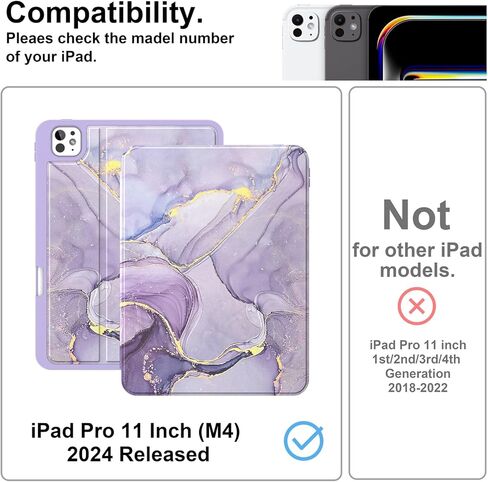 حافظة Supveco لجهاز iPad Pro 11 بوصة (M4) 2024 مع حامل قلم رصاص - [تدعم شحن قلم Apple + الاستيقاظ/السكون التلقائي]، حافظة قابلة للطي ممتازة مع غطاء خلفي ناعم نحيف من مادة TPU لجهاز iPad Pro 11 بوصة - كتاب أسود in Kuwait