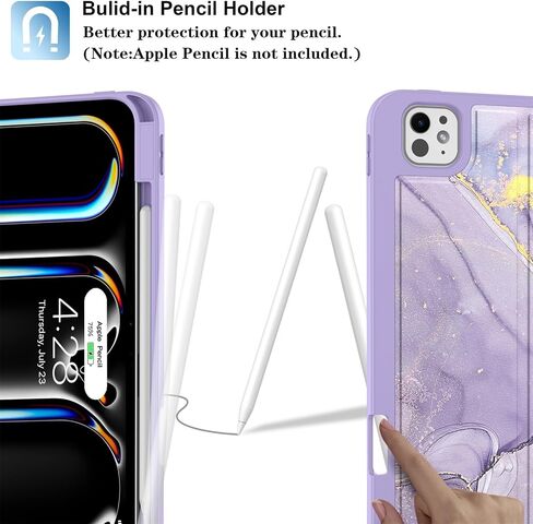 حافظة Supveco لجهاز iPad Pro 11 بوصة (M4) 2024 مع حامل قلم رصاص - [تدعم شحن قلم Apple + الاستيقاظ/السكون التلقائي]، حافظة قابلة للطي ممتازة مع غطاء خلفي ناعم نحيف من مادة TPU لجهاز iPad Pro 11 بوصة - كتاب أسود in Kuwait