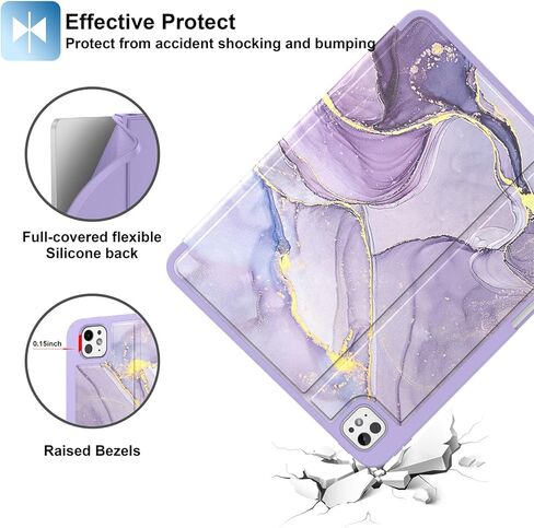 حافظة Supveco لجهاز iPad Pro 11 بوصة (M4) 2024 مع حامل قلم رصاص - [تدعم شحن قلم Apple + الاستيقاظ/السكون التلقائي]، حافظة قابلة للطي ممتازة مع غطاء خلفي ناعم نحيف من مادة TPU لجهاز iPad Pro 11 بوصة - كتاب أسود in Kuwait