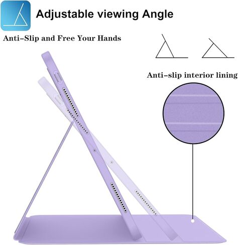 حافظة Supveco لجهاز iPad Pro 11 بوصة (M4) 2024 مع حامل قلم رصاص - [تدعم شحن قلم Apple + الاستيقاظ/السكون التلقائي]، حافظة قابلة للطي ممتازة مع غطاء خلفي ناعم نحيف من مادة TPU لجهاز iPad Pro 11 بوصة - كتاب أسود in Kuwait