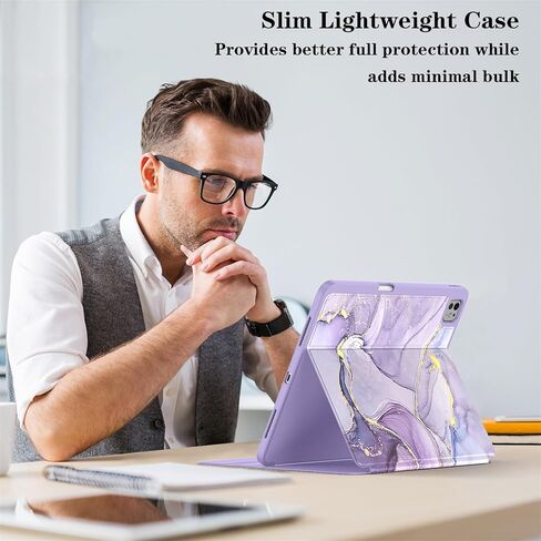 حافظة Supveco لجهاز iPad Pro 11 بوصة (M4) 2024 مع حامل قلم رصاص - [تدعم شحن قلم Apple + الاستيقاظ/السكون التلقائي]، حافظة قابلة للطي ممتازة مع غطاء خلفي ناعم نحيف من مادة TPU لجهاز iPad Pro 11 بوصة - كتاب أسود in Kuwait