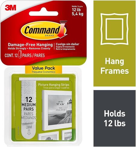 شريط تعليق الصور متوسط ​​الحجم من كوماند 2363829، 12 قطعة (17204-12ES) in Kuwait