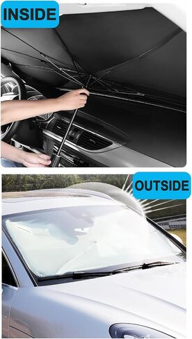 Car Windshield Sun Shade, Upgraded Car Sunshade Umbrella, Foldable Car Sunshade Cover for Car Front Windshield Block UV Rays and Keep Interior Cool, Fits Sedans Trucks SUV and Most Cars in Saudi Arabia