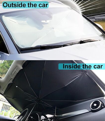 Car Windshield Sun Shade, Upgraded Car Sunshade Umbrella, Foldable Car Sunshade Cover for Car Front Windshield Block UV Rays and Keep Interior Cool, Fits Sedans Trucks SUV and Most Cars in Saudi Arabia