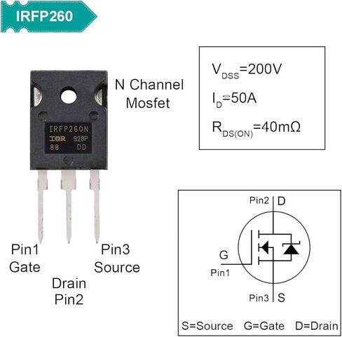 IRFP260 IRFP260N MOSFET Transistors 200V 50A Power MOSFETS Transistor N-Channel TO-247 for Electronic Circuit DIY(6 pcs) in Saudi Arabia