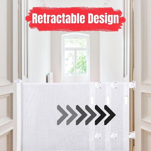 RedproUSA Retractable Baby Gate for Stairs - 33" Tall Pet and Baby Gates for Doorways, Expands up to 55", Easy Installation, One-Handed Operation,Retractable Dog Gate Indoor/Outdoor, 33"x55" (Black) in Saudi Arabia