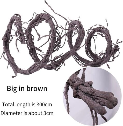 300cm/118inch Flexible Green Small Artificial Tree Branches Fake Tree Trunk Garland Rattan Wreath Cherry Blossom Grape Vines Floral for Wall Hanging Front Door Reptile Habitat Decoration in Saudi Arabia