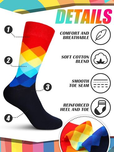 8 Pairs Dress Socks for Men Size 10-13 Cotton Crew Socks Bulk Business Casual Socks Gifts for Men Dad Grandpa in Kuwait