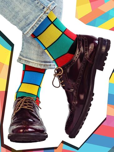 8 Pairs Dress Socks for Men Size 10-13 Cotton Crew Socks Bulk Business Casual Socks Gifts for Men Dad Grandpa in Kuwait