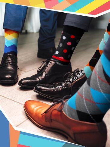 8 Pairs Dress Socks for Men Size 10-13 Cotton Crew Socks Bulk Business Casual Socks Gifts for Men Dad Grandpa in Kuwait