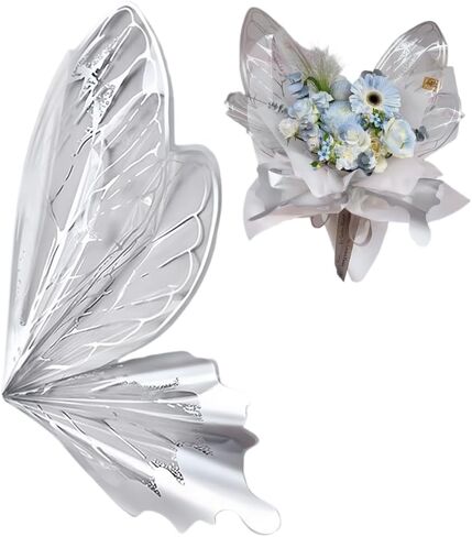Foxegg Waterproof Butterfly Flower Bouquet Wrapping Paper OPP Clear Floral Wraps Packaging for Florist Supplies DIY Craft, 20 Sets - 20 × 22 Inches (Gold) in Saudi Arabia