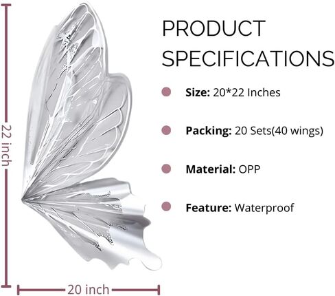 Foxegg Waterproof Butterfly Flower Bouquet Wrapping Paper OPP Clear Floral Wraps Packaging for Florist Supplies DIY Craft, 20 Sets - 20 × 22 Inches (Gold) in Saudi Arabia