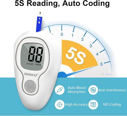 Blood Glucose Monitor Kit, Diabetes Testing Kit, Blood Glucose Meter, 100 Glucometer Strips, 100 Lancets, Test Strips Blood Sugar Meter Glucometer in Saudi Arabia