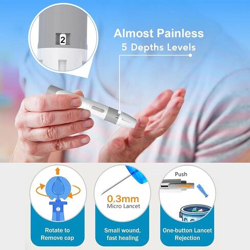 Blood Glucose Monitor Kit, Diabetes Testing Kit, Blood Glucose Meter, 100 Glucometer Strips, 100 Lancets, Test Strips Blood Sugar Meter Glucometer in Saudi Arabia