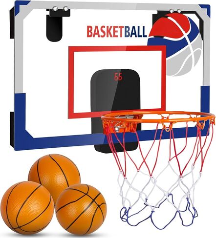 Mini Basketball Hoop Indoor Over The Door Small Basketball Sets, 3 Mini Balls, Foldable Basket, Hand Pump Included, for Bedroom Office in Saudi Arabia