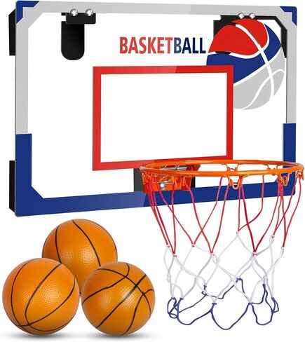 Mini Basketball Hoop Indoor Over The Door Small Basketball Sets, 3 Mini Balls, Foldable Basket, Hand Pump Included, for Bedroom Office in Saudi Arabia