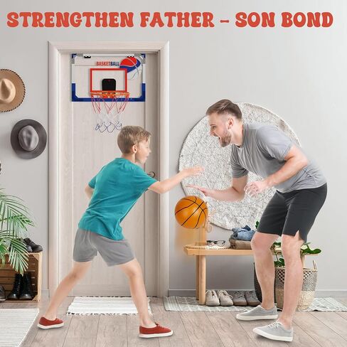 Mini Basketball Hoop Indoor Over The Door Small Basketball Sets, 3 Mini Balls, Foldable Basket, Hand Pump Included, for Bedroom Office in Saudi Arabia