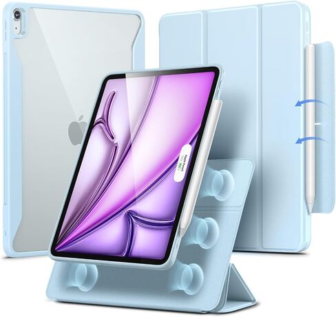 ESR for iPad Air 13 Inch Case M2(2024), iPad Air 13 Case with Pencil Holder, Removable Magnetic Cover, Vertical Stand, Fully Supports Pencil Pro and Pencil(USB-C), Rebound 360 Series, Dark Blue in Kuwait