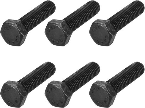 Hex Bolts (M12-1.75x50mm) 6Pcs, 12.9 Grade Carbon Steel Fully Threaded Black Oxide, Coarse Thread UNC Hex Head Screw Bolt - for Mechanical Repair in Kuwait
