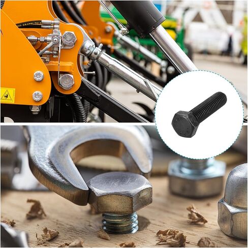 Hex Bolts (M12-1.75x50mm) 6Pcs, 12.9 Grade Carbon Steel Fully Threaded Black Oxide, Coarse Thread UNC Hex Head Screw Bolt - for Mechanical Repair in Kuwait