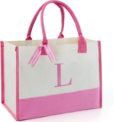 BeeGreen BEST MOM Birthday Gifts Embroidery 13oz Canvas Tote Bag with Pocket & Removable Bottom Support Personalized Tote Bag Initial Tote Bag Unique Gifts For Women Personalized Gifts in Saudi Arabia