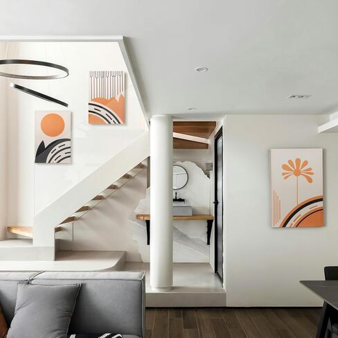 TooCust قماش جدار الفن مجموعة من 3،16x24 لوحات تجريدية جدار الفن لغرفة المعيشة، برتقالي مجردة قماش جدار الفن الملون، صور مقاومة للبهتان ديكور الحائط، ديكورات الحائط لغرفة النوم، مكتب in Kuwait