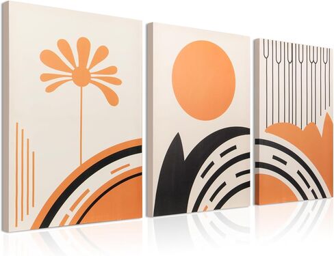 TooCust قماش جدار الفن مجموعة من 3،16x24 لوحات تجريدية جدار الفن لغرفة المعيشة، برتقالي مجردة قماش جدار الفن الملون، صور مقاومة للبهتان ديكور الحائط، ديكورات الحائط لغرفة النوم، مكتب in Kuwait