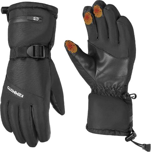 KEMIMOTO Ski Gloves for Men Women, Winter Warm Snowboard Gloves with Wrist Leashes and Pockets, Waterproof Snow Gloves for Skiing, Snowboarding, Shoveling & Outdoor Sports in Saudi Arabia