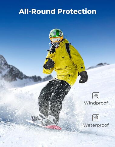 KEMIMOTO Ski Gloves for Men Women, Winter Warm Snowboard Gloves with Wrist Leashes and Pockets, Waterproof Snow Gloves for Skiing, Snowboarding, Shoveling & Outdoor Sports in Saudi Arabia