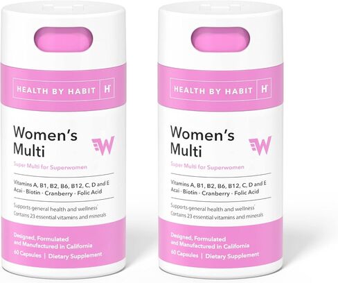 Habit Womens Multi Supplement (60 Capsules) - New Look, Supports General Health & Wellness, 23 Essential Vitamins and Minerals, Fruit extracts, Folate, Iron, B12, Biotin, Non-GMO (1 Pack) in Saudi Arabia
