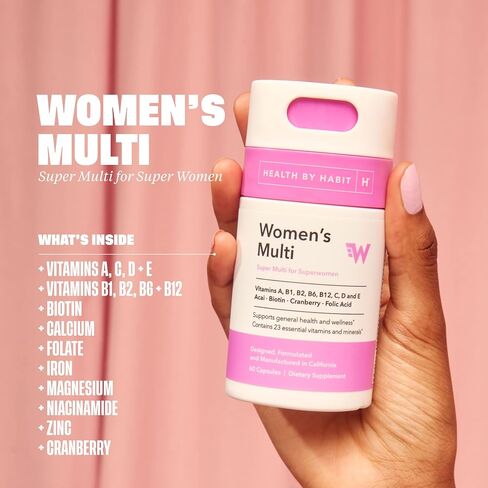 Habit Womens Multi Supplement (60 Capsules) - New Look, Supports General Health & Wellness, 23 Essential Vitamins and Minerals, Fruit extracts, Folate, Iron, B12, Biotin, Non-GMO (1 Pack) in Saudi Arabia