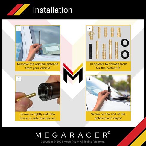 Mega Racer Black Metallic Gray 50 Cal Bullet Antenna for Truck, Car and SUV - 5.5 Inch Universal Fit, AM/FM Radio, 6061 Solid Aluminum, Car Replacement Antenna, Car Wash Safe, Car Truck Accessories in Saudi Arabia